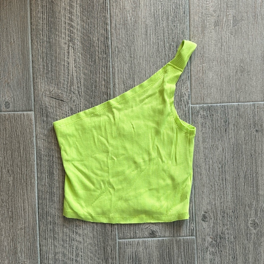super cute size M neon green one shoulder crop top from Urban Outfitters